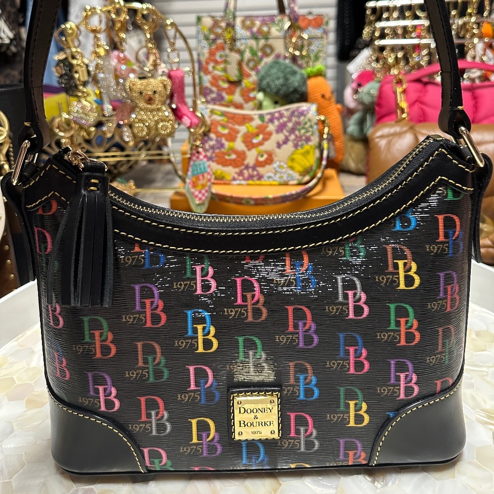 NWOT Dooney & Bourne Black multicolor DB75 shoulder bag So Nice!